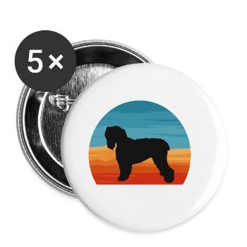 Noir Terrier Russe Chien Silhouette Rétro Coucher de Soleil - Lot de 5 grands badges (56 mm) - blanc - Devant