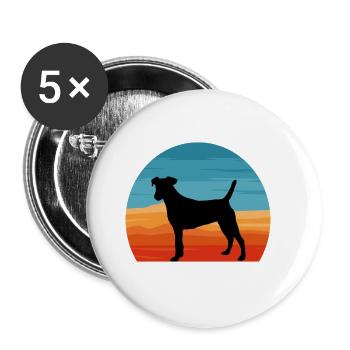 Chilean Fox Terrier Dog Silhouette Retro Sunset - Buttons large 2.2''/56 mm (5-pack) - white - Front