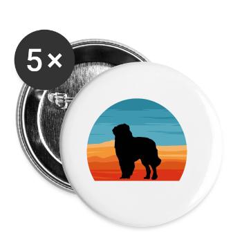 Karpaten Schäferhund Silhouette Retro Sonnenuntergang - Buttons groß 56 mm (5er Pack) - Weiß - Vorne