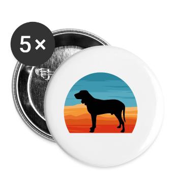 Bleu De Gascogne Grand Dog Silhouette Retro Sunset - Lot de 5 grands badges (56 mm) - blanc - Devant