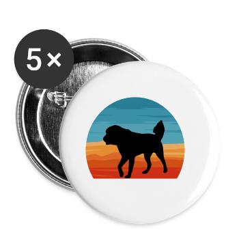 Himalaya Schäferhund Hund Silhouette Retro Sonnenuntergang - Buttons groß 56 mm (5er Pack) - Weiß - Vorne