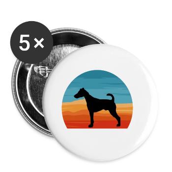 Foxterrier Glatte Hundesilhouette Retro Sonnenuntergang - Buttons groß 56 mm (5er Pack) - Weiß - Vorne