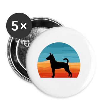Decker Rat Terrier Dog Silhouette Retro Sunset - Lot de 5 grands badges (56 mm) - blanc - Devant