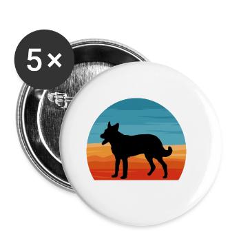 Cumberland Sheepdog Dog Silhouette Retro Sunset - Lot de 5 grands badges (56 mm) - blanc - Devant