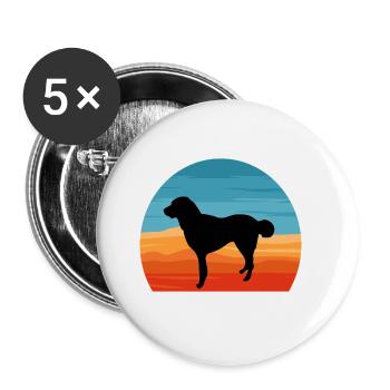 Kuchi Afghan Shepard Hund Silhouette Retro Sonnenuntergang - Buttons groß 56 mm (5er Pack) - Weiß - Vorne