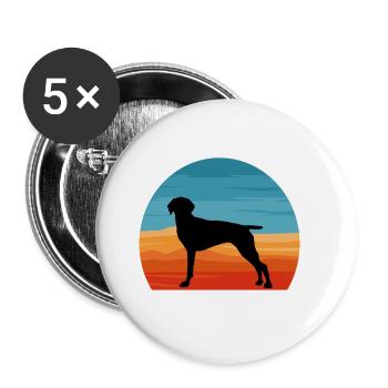 Old Danish Pointer Dog Silhouette Retro Sunset - Buttons large 2.2''/56 mm (5-pack) - white - Front