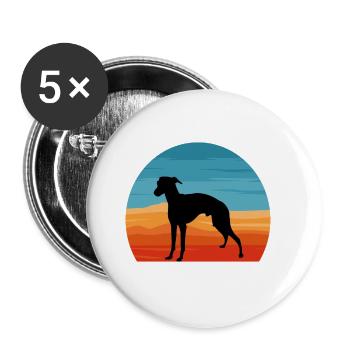 Italian Greyhound Dog Love Silhouette Retro Sunset - Buttons large 2.2''/56 mm (5-pack) - white - Front