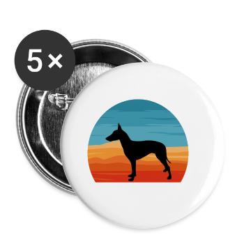 Manchester Terrier Dog Silhouette Retro Sunset - Buttons large 2.2''/56 mm (5-pack) - white - Front