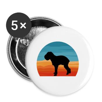 Griffon Bruxellois Hund Silhouette Retro Sonnenuntergang - Buttons groß 56 mm (5er Pack) - Weiß - Vorne