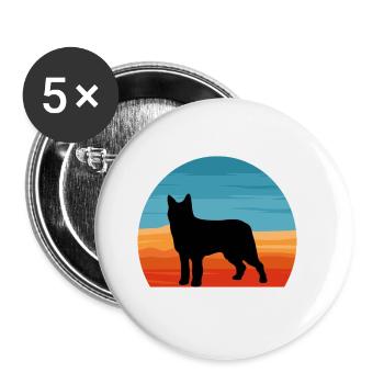 Bouvier Des Ardennes Chien Silhouette Rétro Coucher de Soleil - Lot de 5 grands badges (56 mm) - blanc - Devant