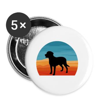 Grand Suisse Mountain Dog Silhouette Retro Sunset - Lot de 5 grands badges (56 mm) - blanc - Devant