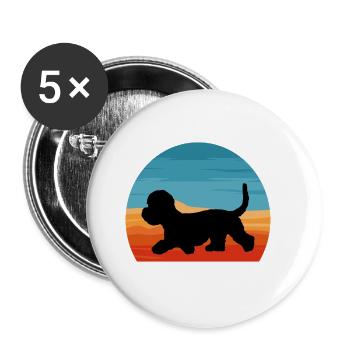 Dandie Dinmont Terrier Dog Silhouette Retro Sunset - Buttons large 2.2''/56 mm (5-pack) - white - Front