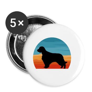 Welsh Springer Spaniel Dog Silhouette Retro Sunset - Lot de 5 grands badges (56 mm) - blanc - Devant