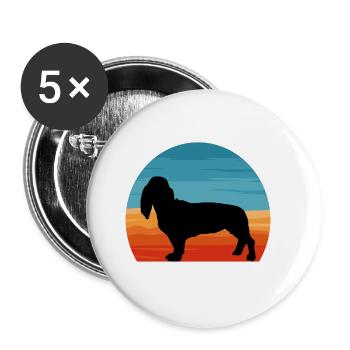 Basset Artesien Normand Hund Silhouette Retro Sun - Buttons groß 56 mm (5er Pack) - Weiß - Vorne