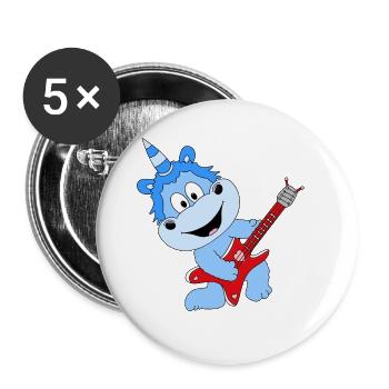 GITARRE - MUSIK - LIEBE - EINHORN - KIND - BABY - Buttons groß 56 mm (5er Pack) - Weiß - Vorne