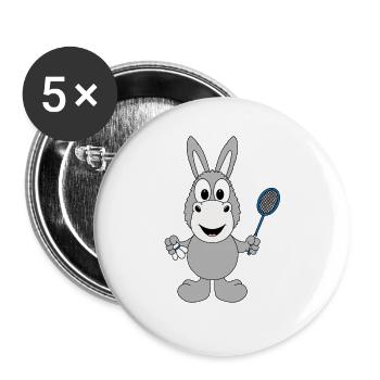 FEDERBALL - BADMINTON - SPORT - ESEL - TIER - KIND - Buttons groß 56 mm (5er Pack) - Weiß - Vorne