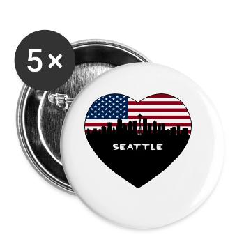 Seattle Washington USA Flag Skyline Travel Souveni - Buttons large 2.2''/56 mm (5-pack) - white - Front