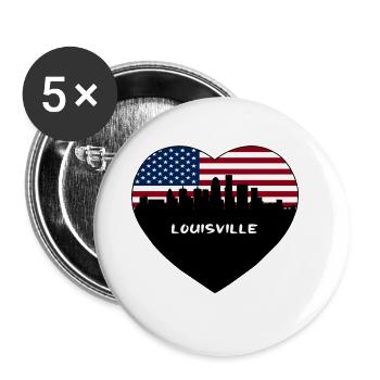 Louisville Kentucky USA Flagge Skyline Travel Souven - Buttons groß 56 mm (5er Pack) - Weiß - Vorne