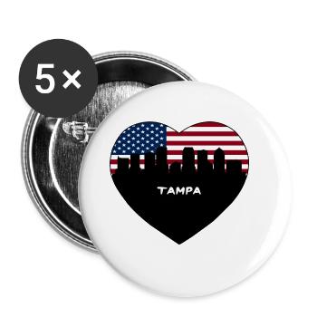 Tampa Florida USA Flagge Skyline Reise Souvenir - Buttons groß 56 mm (5er Pack) - Weiß - Vorne