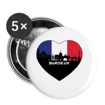 Bordeux France Flag Skyline Souvenir de voyage - Lot de 5 grands badges (56 mm) - blanc - Devant