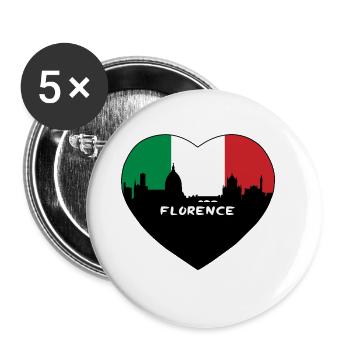 Florenz Italien Flagge Skyline Reise Souvenir - Buttons groß 56 mm (5er Pack) - Weiß - Vorne