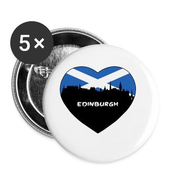 Edinburgh Schottland Flagge Skyline Reise Souvenir - Buttons groß 56 mm (5er Pack) - Weiß - Vorne