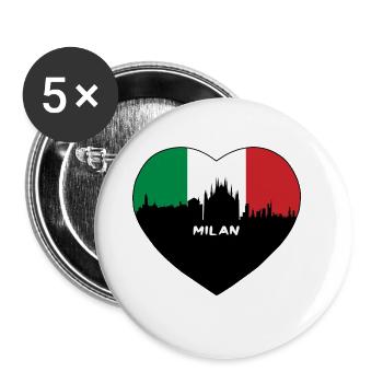 Milan Italie Flag Skyline Souvenir de voyage - Lot de 5 grands badges (56 mm) - blanc - Devant