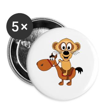 PFERD - REITEN - ERDMÄNNCHEN - TIERE - TIERISCH - Buttons groß 56 mm (5er Pack) - Weiß - Vorne
