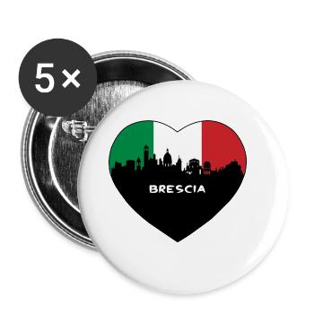 Brescia Italie Flag Skyline Souvenir de voyage - Lot de 5 grands badges (56 mm) - blanc - Devant