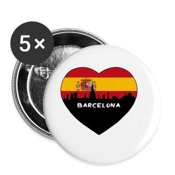 Barcelona Spain Flag Skyline Travel Souvenir - Buttons large 2.2''/56 mm (5-pack) - white - Front