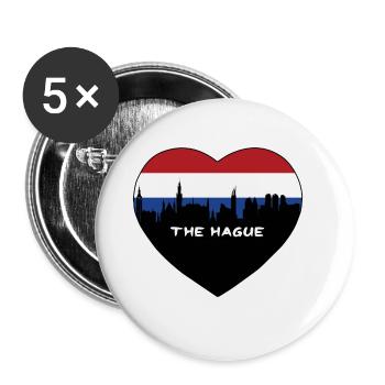 Den Haag Niederlande Flagge Skyline Reise Souvenir - Buttons groß 56 mm (5er Pack) - Weiß - Vorne