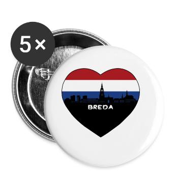 Breda Niederlande Flagge Skyline Reise Souvenir - Buttons groß 56 mm (5er Pack) - Weiß - Vorne