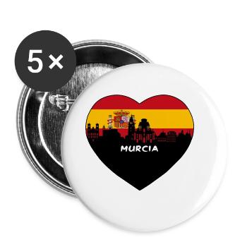 Murcia Spanien Flagge Skyline Reise Souvenir - Buttons groß 56 mm (5er Pack) - Weiß - Vorne