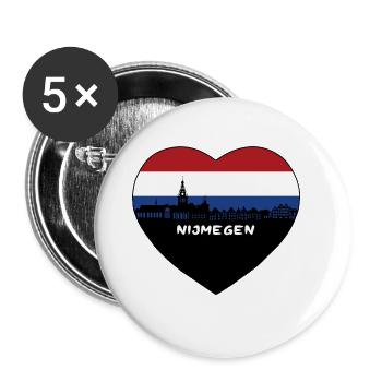 Nijmegen Netherlands Flag Skyline Travel Souvenir - Buttons large 2.2''/56 mm (5-pack) - white - Front