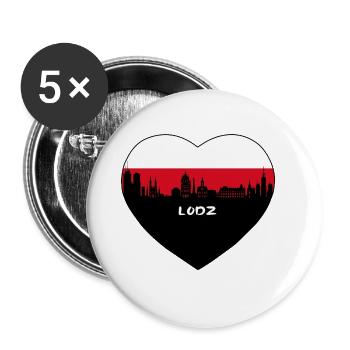Lodz Pologne Flag Skyline Souvenir de voyage - Lot de 5 grands badges (56 mm) - blanc - Devant