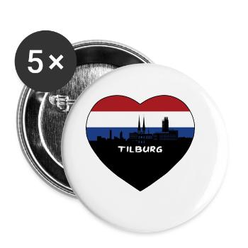 Tilburg Pays-Bas Flag Skyline Souvenir de voyage - Lot de 5 grands badges (56 mm) - blanc - Devant