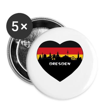 Flaggen-Skyline-Reise-Andenken Dresdens Deutschland - Buttons groß 56 mm (5er Pack) - Weiß - Vorne