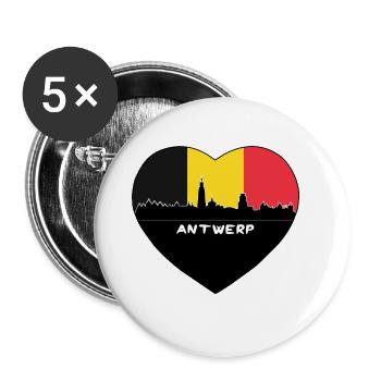 Souvenir de voyage d'horizon de drapeau de la Belgique d'Anvers - Lot de 5 grands badges (56 mm) - blanc - Devant