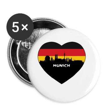 Souvenir de voyage d'horizon de drapeau de l'Allemagne de Munich - Lot de 5 grands badges (56 mm) - blanc - Devant