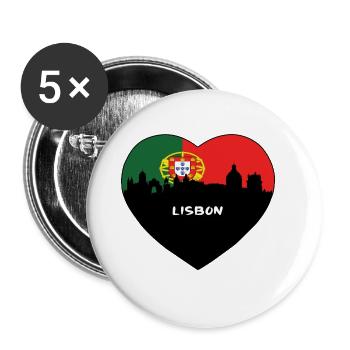 Flaggen-Skyline-Reise-Andenken Lissabons Portugal - Buttons groß 56 mm (5er Pack) - Weiß - Vorne