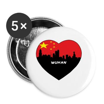 Flaggen-Skyline-Reise-Andenken Wuhans China - Buttons groß 56 mm (5er Pack) - Weiß - Vorne