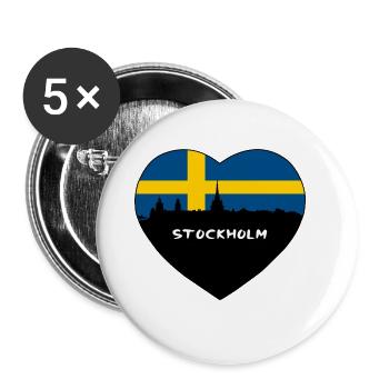 Flaggen-Skyline-Reise-Andenken Stockholms Schweden - Buttons groß 56 mm (5er Pack) - Weiß - Vorne