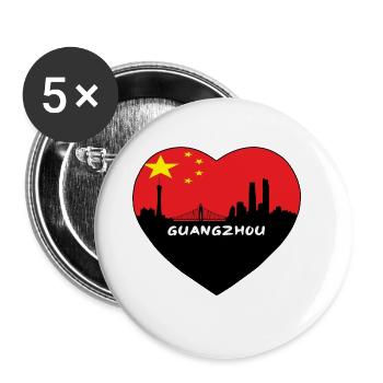 Flaggen-Skyline-Reise-Andenken Guangzhous China - Buttons groß 56 mm (5er Pack) - Weiß - Vorne