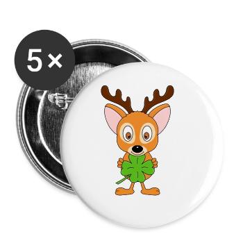 REH - KLEEBLATT - TIER - KIND - BABY - TIERISCH - Buttons groß 56 mm (5er Pack) - Weiß - Vorne