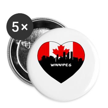 Souvenir de voyage de Winnipeg Canada Flag Skyline - Lot de 5 grands badges (56 mm) - blanc - Devant
