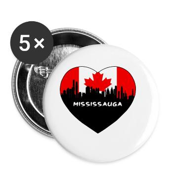 Mississauga Canada Flag Skyline Travel Souvenir - Buttons large 2.2''/56 mm (5-pack) - white - Front