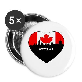 Ottawa Canada Flag Skyline Travel Souvenir - Buttons large 2.2''/56 mm (5-pack) - white - Front
