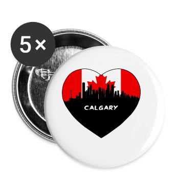Calgary Canada Flag Skyline Souvenir de voyage - Lot de 5 grands badges (56 mm) - blanc - Devant