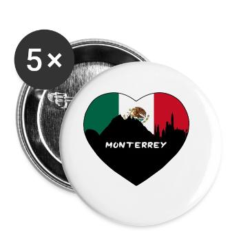 Monterrey Mexico Flag Skyline Travel Souvenir - Buttons large 2.2''/56 mm (5-pack) - white - Front