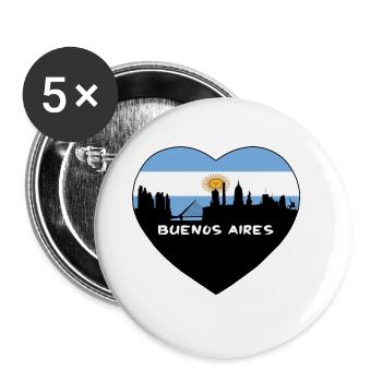 Buenos Aires Argentina Flag Skyline Travel Souveni - Buttons large 2.2''/56 mm (5-pack) - white - Front